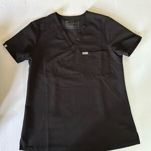 FIGS Black V-Neck One Pocket Scrub Top, Ladies Small